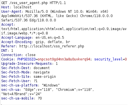 bWAPP - Cross Site Scripting Reflected (User-Agent) Burpsuite intercept