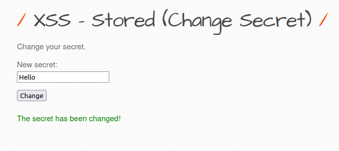 bWAPP - Cross Site Scripting Stored (Change Secret) XSS - Stored (Change Secret)