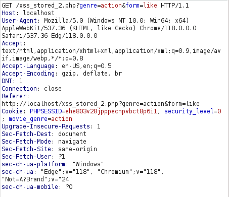 bWAPP – Cross Site Scripting Stored (Cookies) Burpsuite intercept