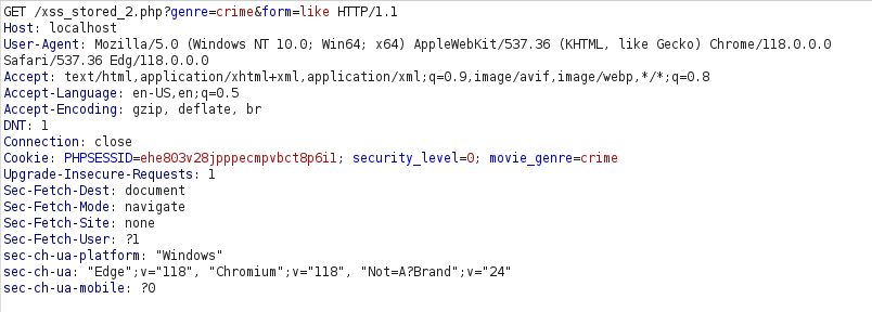 bWAPP – Cross Site Scripting Stored (Cookies) Burpsuite intercept