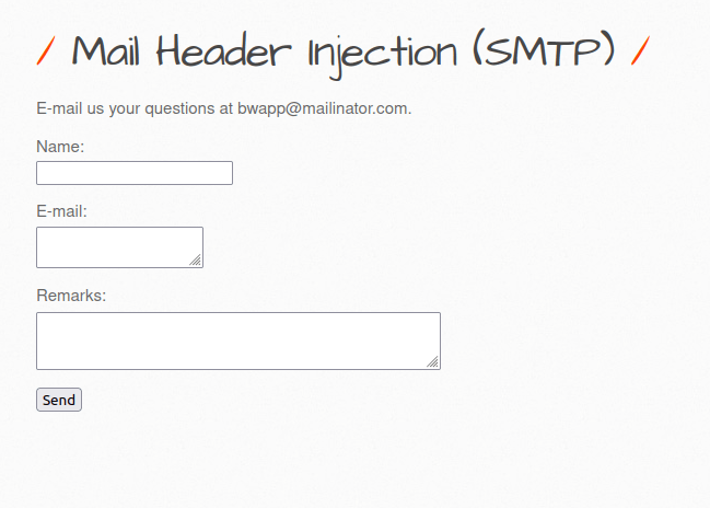 bWAPP - Mail Header Injection (SMTP) Mail Header Injection (HTTP)