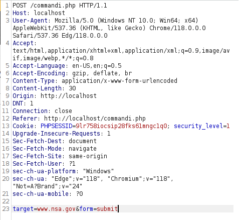 bWAPP - OS Command Injection Burpsuite intercept
