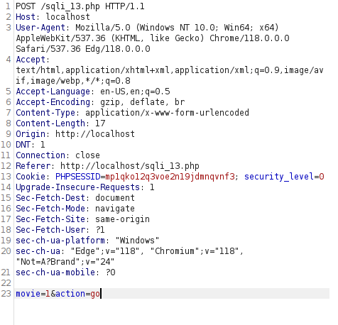 bWAPP - SQL Injection (POST/Select) Burpsuite intercept
