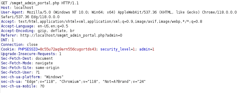 bWAPP - Session Management (Administrator Portals) Burpsuite intercept