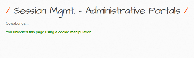bWAPP - Session Management (Administrator Portals) Cowabunga