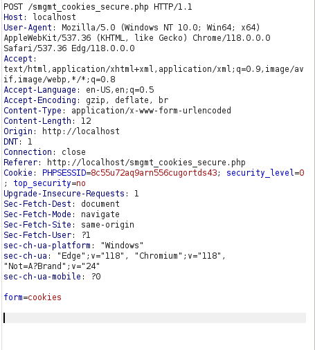 bWAPP - Session Management (Cookies-Secure) Burpsuite intercept