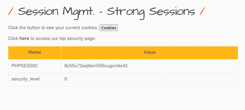 bWAPP - Session Management (Strong Sessions) Session Mgmt - Strong Sessions