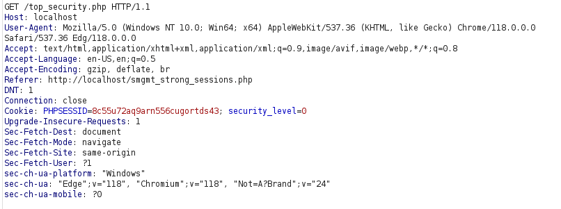 bWAPP - Session Management (Strong Sessions) Burpsuite intercept