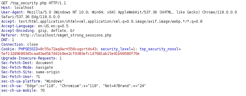 bWAPP - Session Management (Strong Sessions) Burpsuite intercept