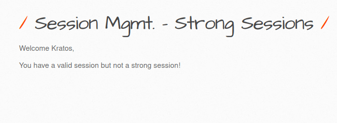 bWAPP - Session Management (Strong Sessions) Welcome Kratos