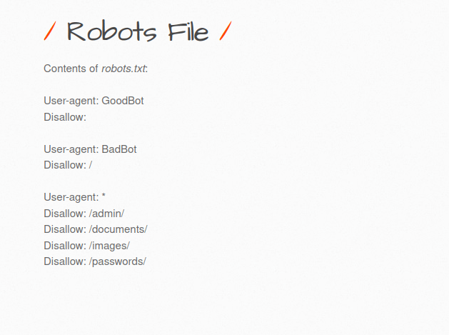 bWAPP - Robots File Robots File