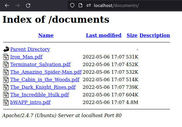 bWAPP - Robots File Index of /documents
