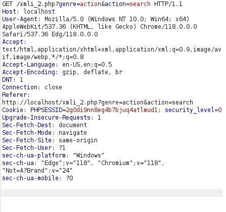 bWAPP - XML/Xpath Injection (Search) Burpsuite intercept