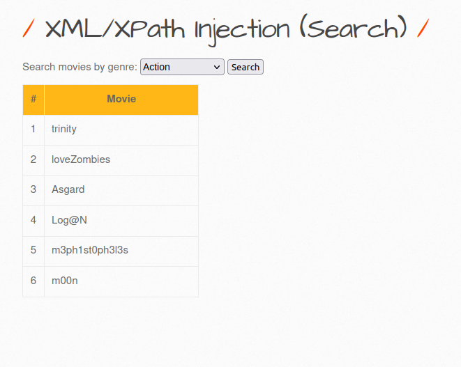 bWAPP - XML/Xpath Injection (Search) XML Injection confirmed