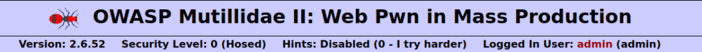Mutillidae - SQLi: Extract Data (User Lookup) Security level 0