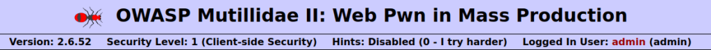 Mutillidae - SQLi: Extract Data (User Lookup) Security level 1