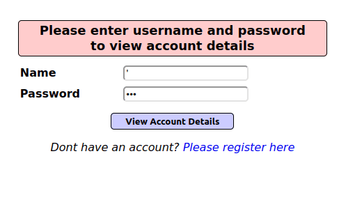 Mutillidae - SQLi: Extract Data (User Lookup) Generating SQL error