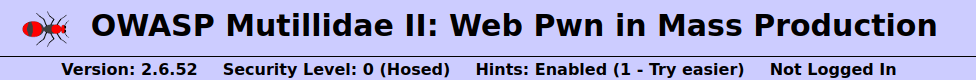 Mutillidae - Application Log Injection (DNS Lookup) Security level 0
