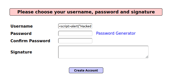 Mutillidae - Application Log Injection (Register User) payload