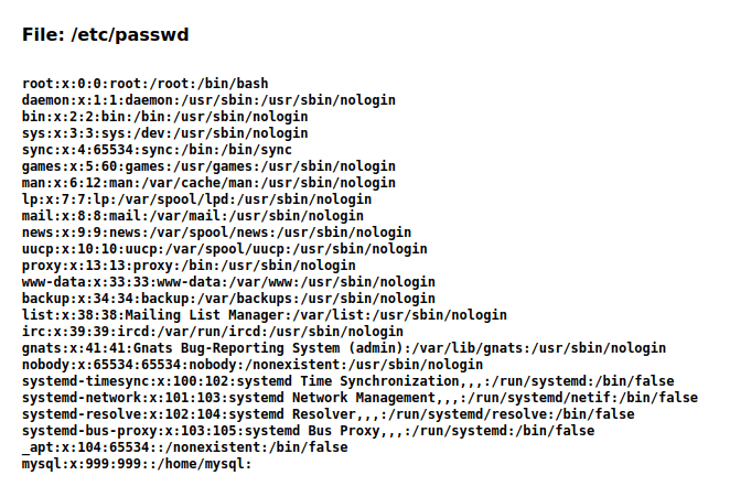 Mutillidae - Application Log Injection (Source Code Viewer) Dumping contents of /etc/passwd