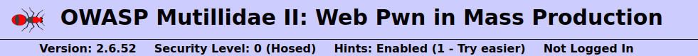 Mutillidae - HTML Injection (Back Button) Security level 0