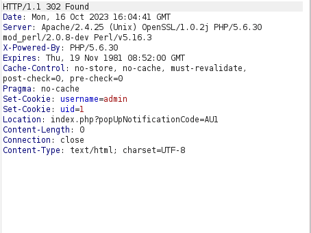 Mutillidae - SQLi: Bypass Authentication (Login) Response