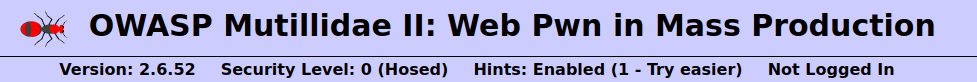 Mutillidae - HTML Injection (HTML5 Web Storage) Security level 0