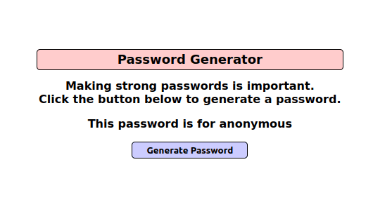 Mutillidae - HTML Injection (Password Generator) Password Generator
