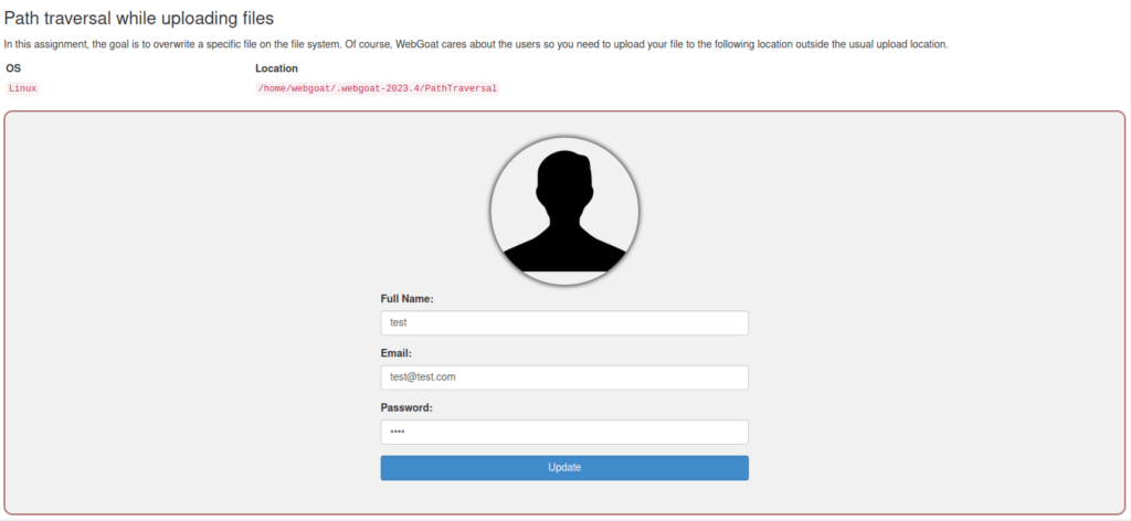 Webgoat - Path traversal Path traversal while uploading files