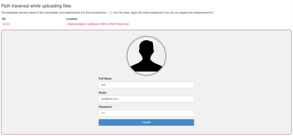 Webgoat - Path traversal Path traversal while uploading files again