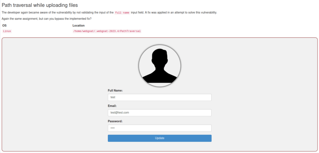Webgoat - Path traversal Path traversal while uploading files again +1