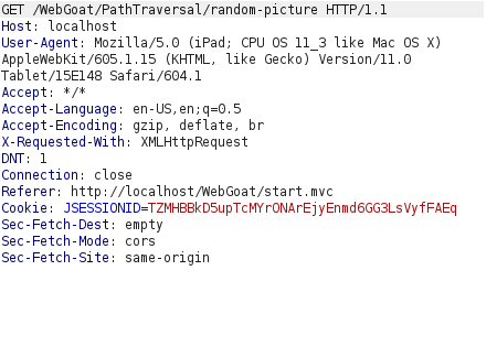 Webgoat - Path traversal Burpsuite intercept