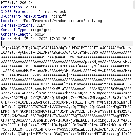 Webgoat - Path traversal Burpsuite Response