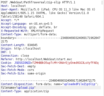 Webgoat - Path traversal Burpsuite intercept