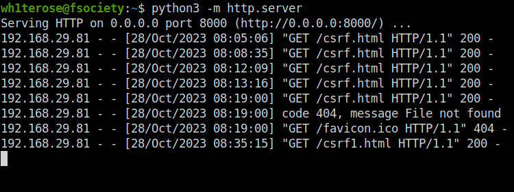 Webgoat - Cross-Site Request Forgeries python HTTP server
