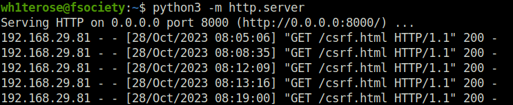 Webgoat - Cross-Site Request Forgeries python HTTP server