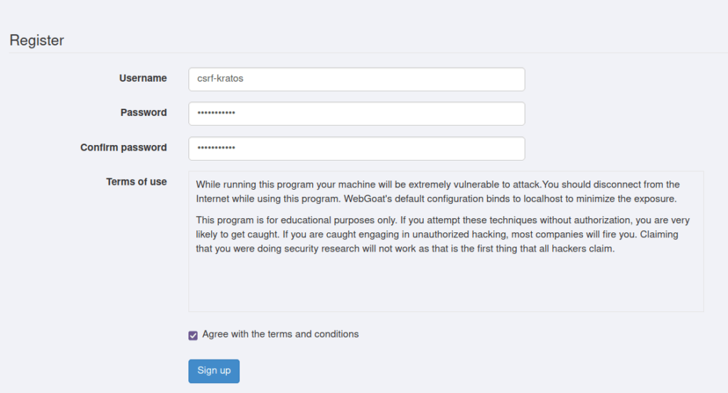 Webgoat - Cross-Site Request Forgeries Register