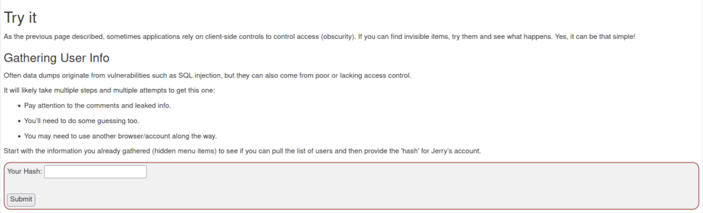 Webgoat - Missing Function Level Access Control 2. Gathering User Info