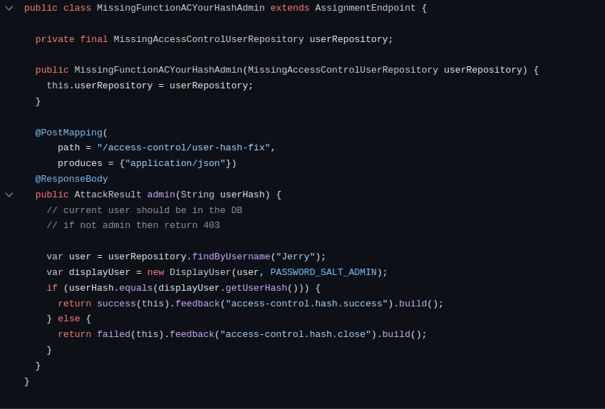 Webgoat - Missing Function Level Access Control Password salt
