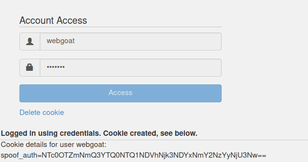 Webgoat - Spoofing an Authentication Cookie Cookie created