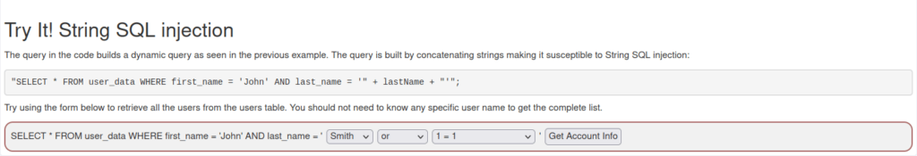Webgoat - SQL Injection (Intro) 5. String Injection