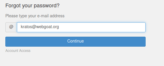 Webgoat - Password reset Forget password