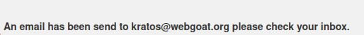 Webgoat - Password reset email sent